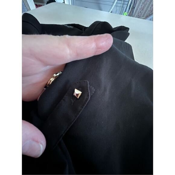 Zara Basic black roll sleeve v-neck blouse medium - Picture 6 of 7